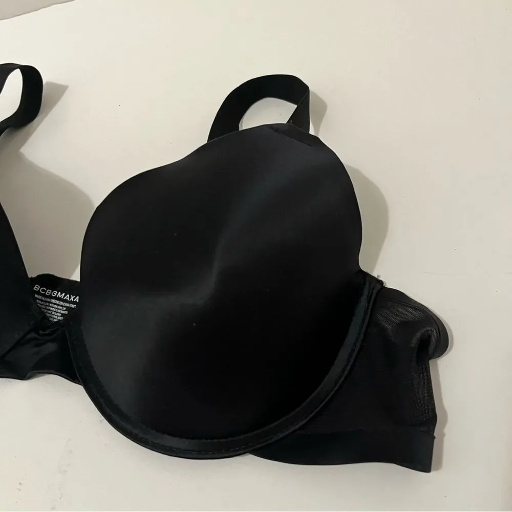 BCBG Maxazria Black Padded Underwire Bra Sheer Mesh Side Panels Womens Size 38C